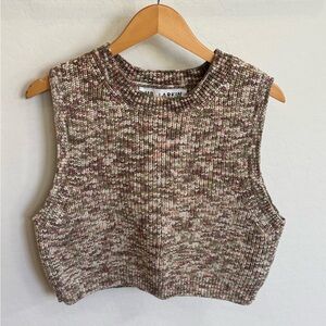 Mr. Larkin Marled Cropped Knit Sweater Vest Brown Beige M